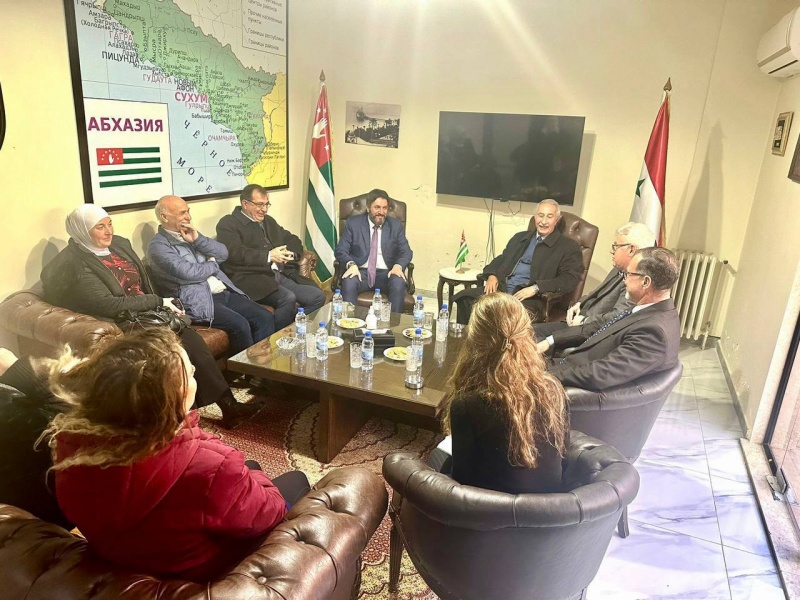 A meeting was held between Muhammad Ali and Hassan Shoura, the Chairman of the Board of Directors of the Circassian Charitable Association in Syria at the Embassy of Abkhazia in Syria