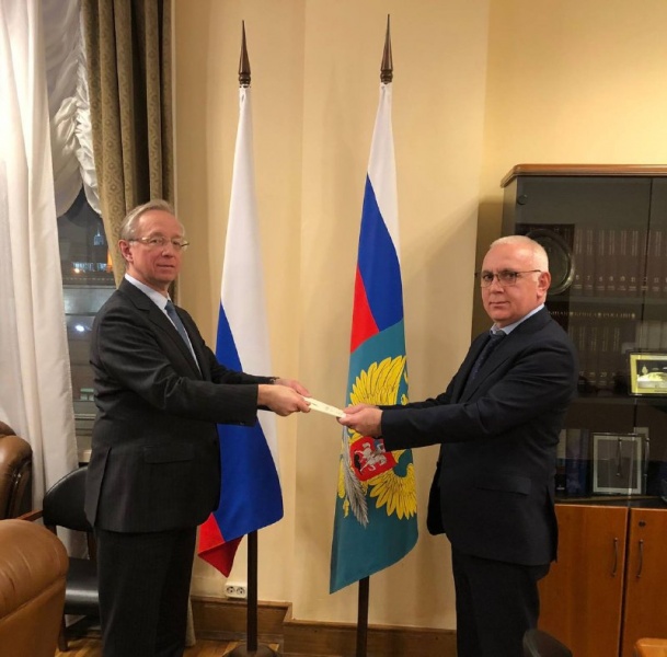 Alkhas Kvitsinia presented copies of his credentials to Mikhail Galuzin, Deputy Minister of Foreign Affairs of the Russian Federation 