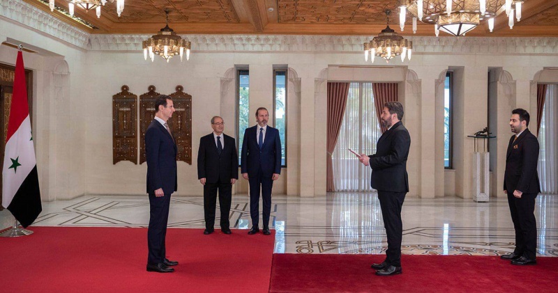 A ceremony to present credentials from the Ambassador of Abkhazia to Syria, Muhammad Ali, to the President of Syria, Bashar al-Assad was held in Damascus